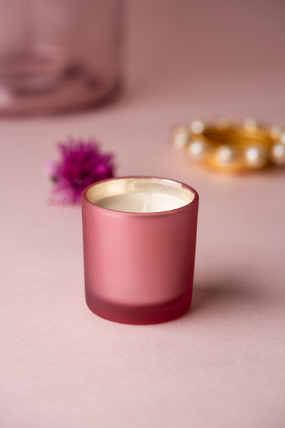 Pink Metallic Jar Festive Flower Candle