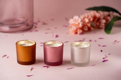 Pink Metallic Jar Festive Flower Candle